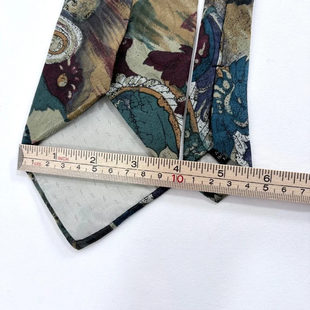 Monsieur Givenchy Silk Necktie Multicolor Abstract Paisley Floral Vintage 4 Inch